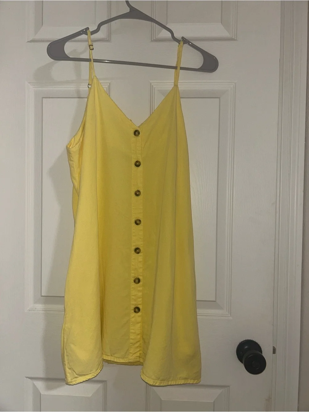 Yellow Button-Front Spaghetti Strap midi dress - Picture 1 of 5